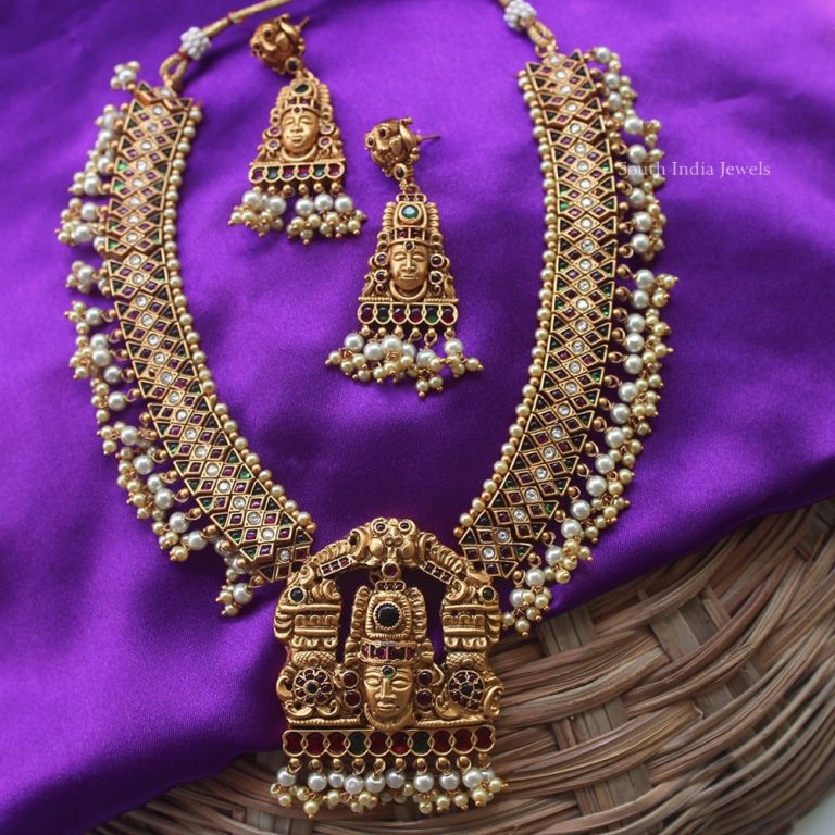 Lord Venkateshwara Pendant Long Haram By South India Jewels!