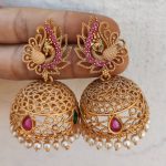 Peacock Jhumkas With Pearl Hangings By Kajal Jewellery!