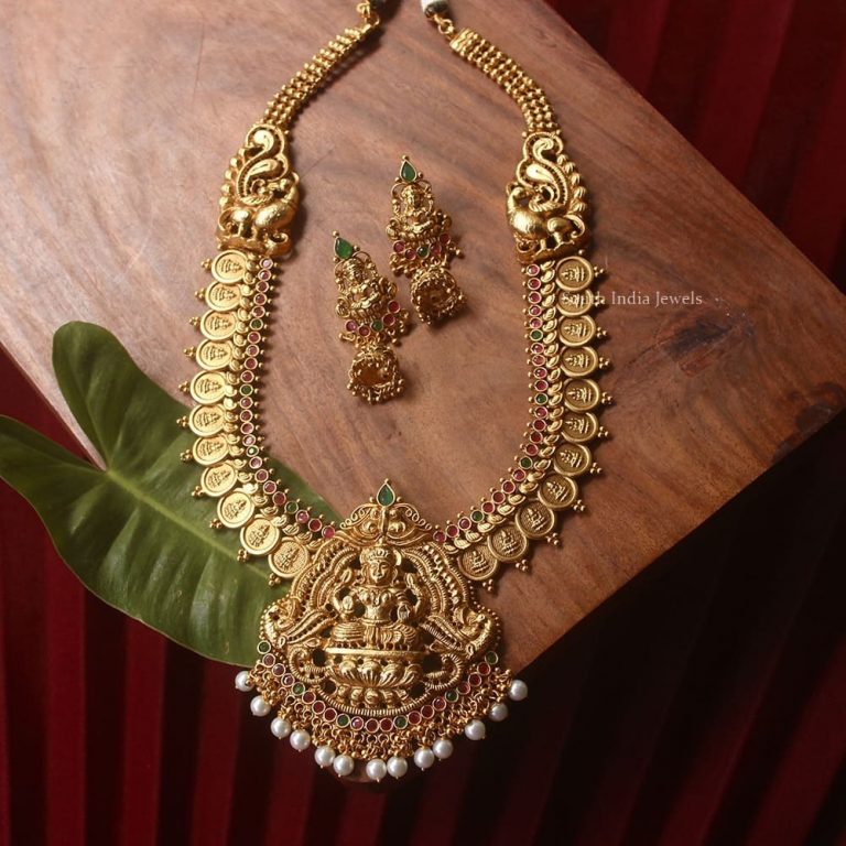 Trendy Peacock Design Lakshmi Dollar Haram By South India Jewels!