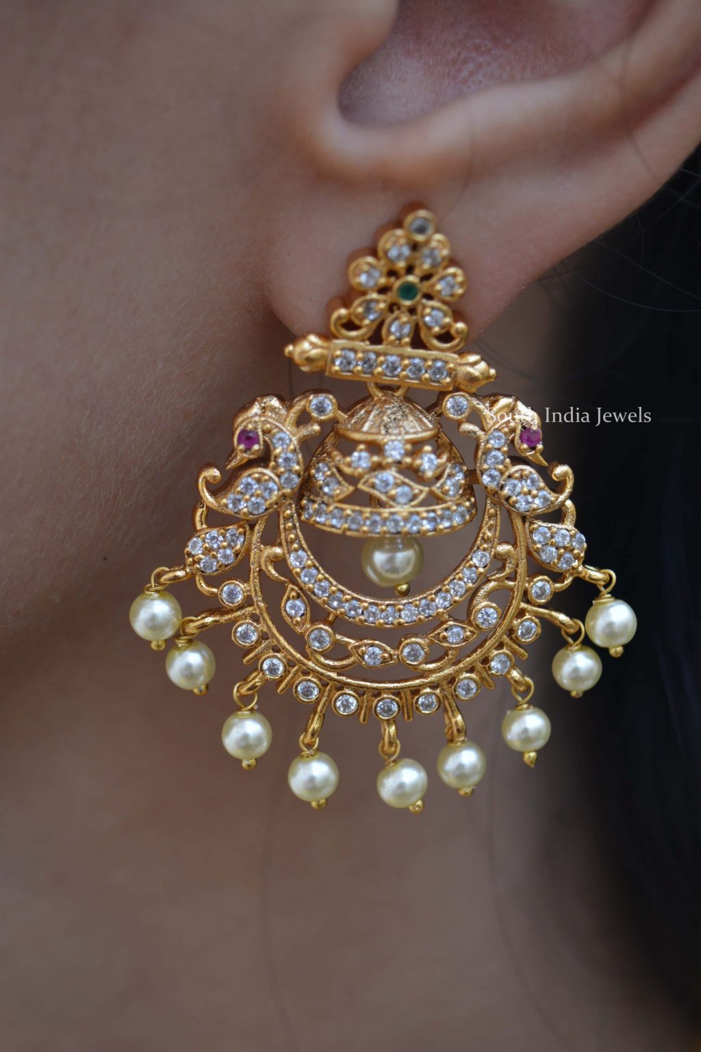 Matte Finish AD Stone Earrings By South India Jewels!