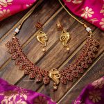 Unique Maanga Kemp Stone Necklace By South India Jewels!