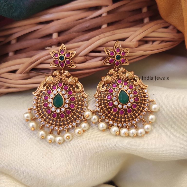 Beautiful Peacock Design Earrings By South India Jewels!