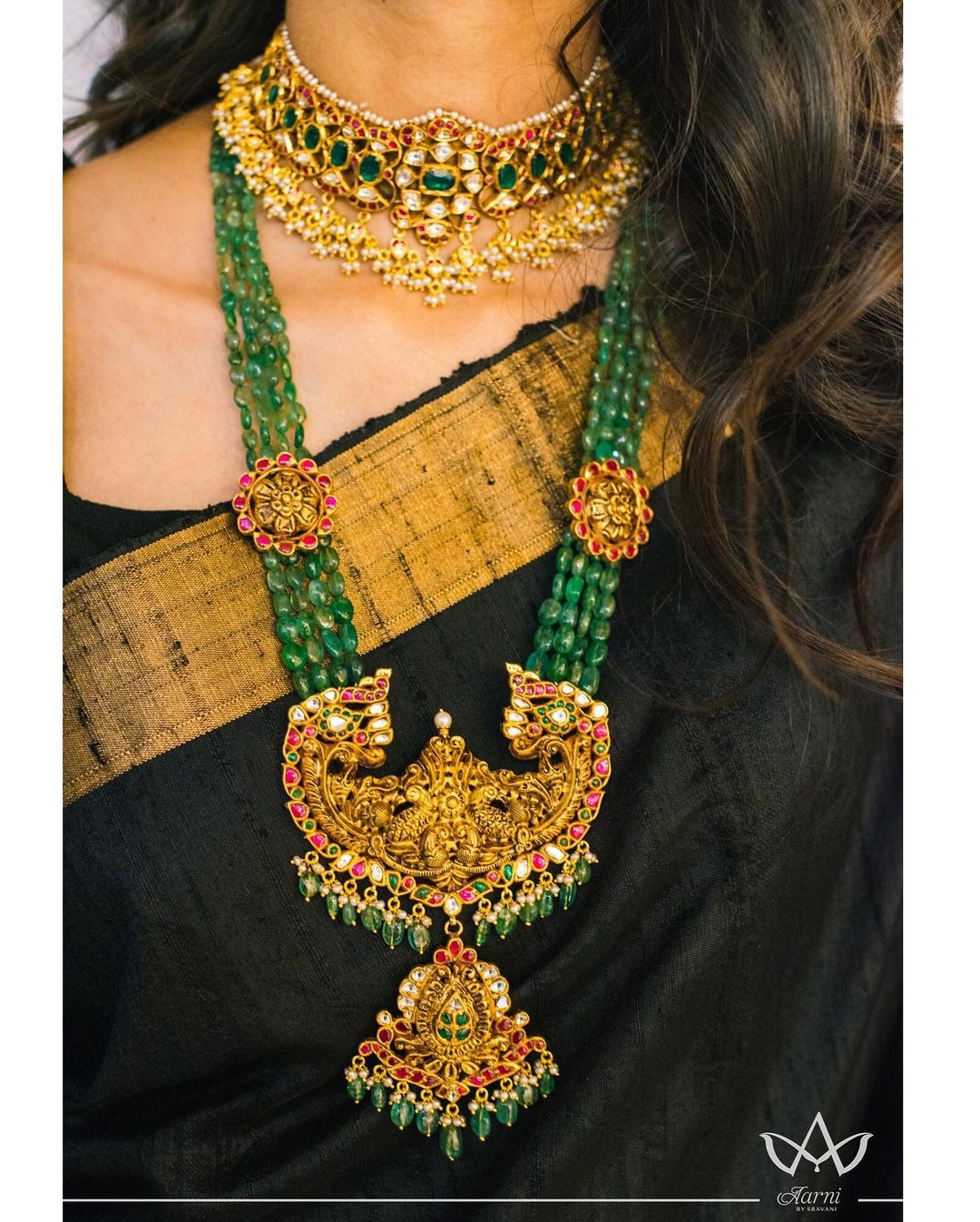 Emerald Choker Necklace Combo