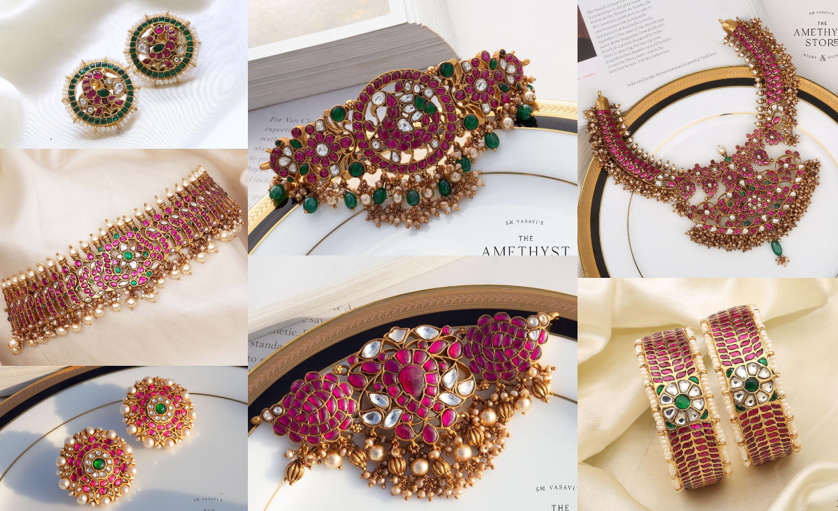 Gold-Plated Kundan And Kemp 92.5 Silver Jewellery By The Amethyst Store