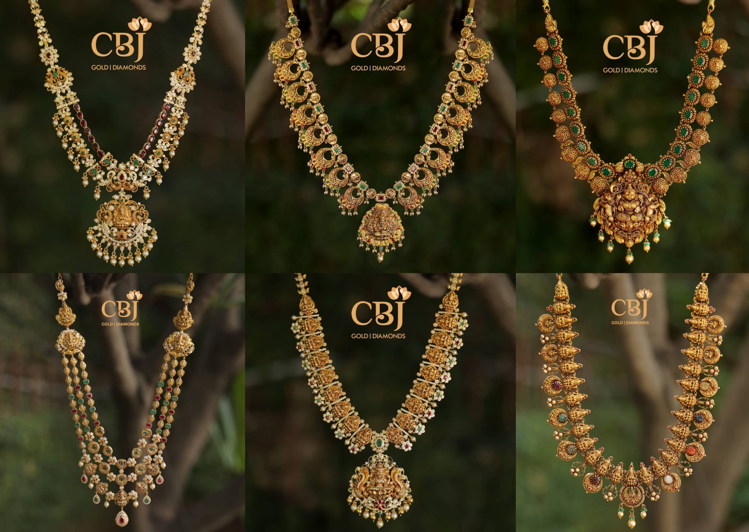 Stunning Long Harams With Temple Designs By CBJ Gold & Diamonds
